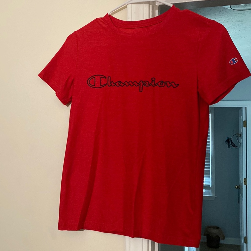 Boys red and black champion shirt